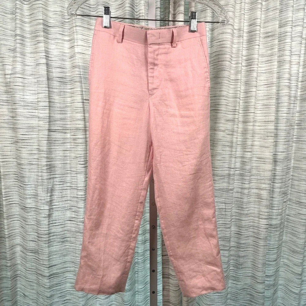 Lauren Ralph Lauren Linen Pants Light Pink Womens 8R Straight Leg Trousers